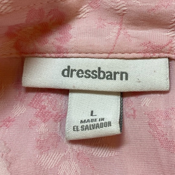Dressbarn Size Large Pink Floral Pattern 3/4 Sleeve Button-Down Blouse - Picture 11 of 12